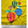 thumbnail image 1 of Soimoi Yellow Cotton Voile Fabric Cloud & Hot Air Balloon Holiday Print Fabric by the Yard 42 Inch Wide, 1 of 3
