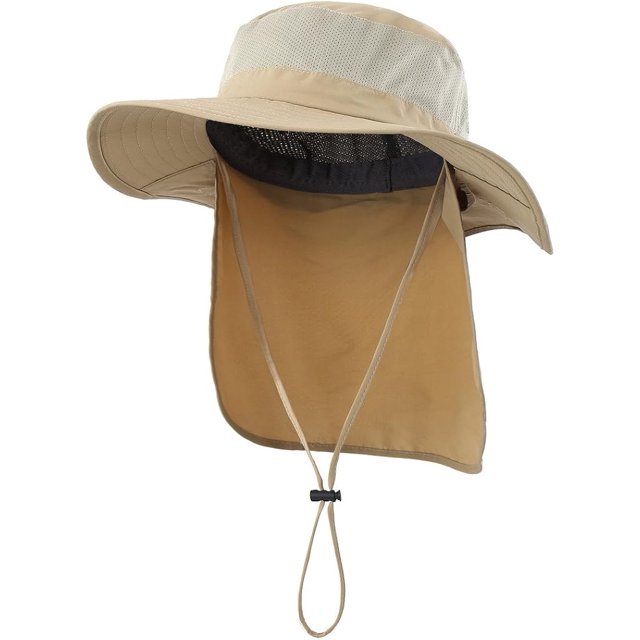 Prefer Outdoor UPF50+ Sombrero de malla para el sol, sombrero de pesca de ala ancha con solapa para el cuello