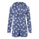 thumbnail image 3 of Mono cálido con capucha y orejas para mujer, estampado de manga larga, pantalones cortos, mono corto con cremallera, bolsillo, ropa de dormir, ropa de casa, tops de poliéster para mujer, 3 of 5