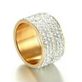 thumbnail image 5 of 12MM Six Rowes Cz Silver Gold Black Bands Women's Stainless Steel Ring Size 7-12, 5 of 8
