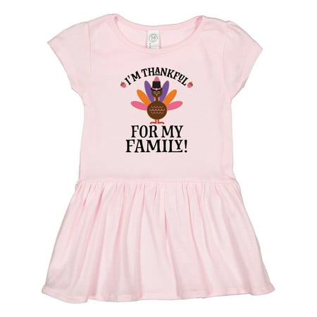 

Inktastic Thanksgiving Girl Turkey Thankful for Family Gift Toddler Girl Dress
