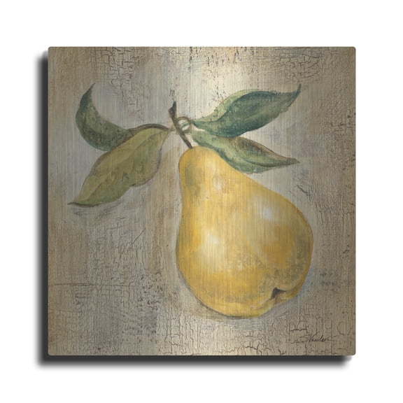 Luxe Metal Art 'French Pear' by Silvia Vassileva Metal Wall Art, 12" x 12"