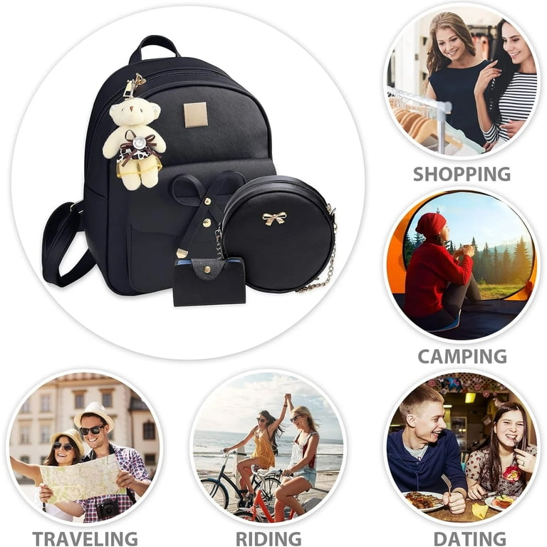 Backpack for Women, Cute Bowknot Leather Small Backpack 3  display picture 1