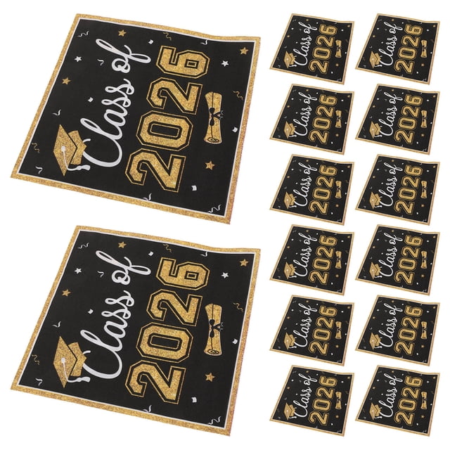 unbranded 64Ud Servilletas Para Graduación Clase De 2026 En Color Negro Para Eventos Y