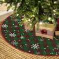thumbnail image 4 of Christmas Tree Skirt, Red and Green Buffalo Plaid Tree Skirt Snowflake Thick Xmas Tree Skirt for Holiday Party Christmas Tree Decorations Indoor Outdoor es, 4 of 7