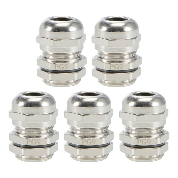 PG9 Cable Gland 4-8mm Wire Hole Waterproof Metal Joint Adjustable Locknut with Washer 5pcs