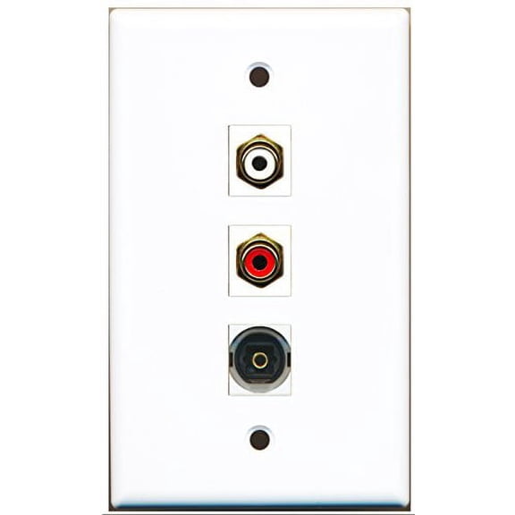 RiteAV - 1 Port RCA Red and 1 Port RCA White and 1 Port Toslink Wall Plate