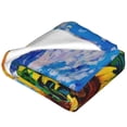 thumbnail image 4 of Bingfone Landscape With Sunflowers Print Flannel Fleece Blanket Throw Blanket For Bed,Sofa,Couch,Travel,Camping(60"X50"), 4 of 9
