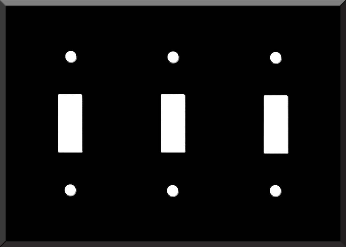 Switch Hits Black Enamel 3 Toggle Light Switch Covers