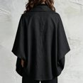 thumbnail image 4 of Sorvello Women Poncho Sleeve Lapel Button Down Oversized Batwing Shirt Outerwear Summer Fall Loose Top Causal Outfits Black L, 4 of 5