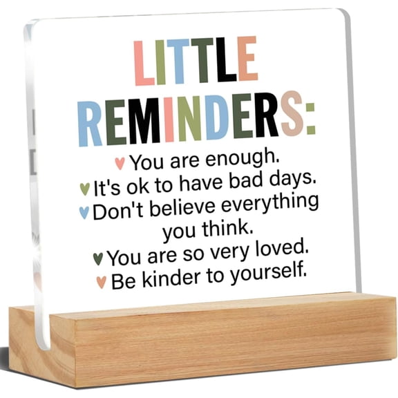 Inspirational Desk Decor, Motivational Desk Signs Little Reminders Acrylic Desk Plaque Sign Home Office Decoration 4x4 Inch