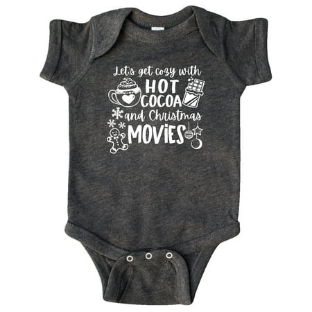 

Inktastic Let s Get Cozy With Hot Cocoa And Christmas Movies Gift Baby Boy or Baby Girl Bodysuit