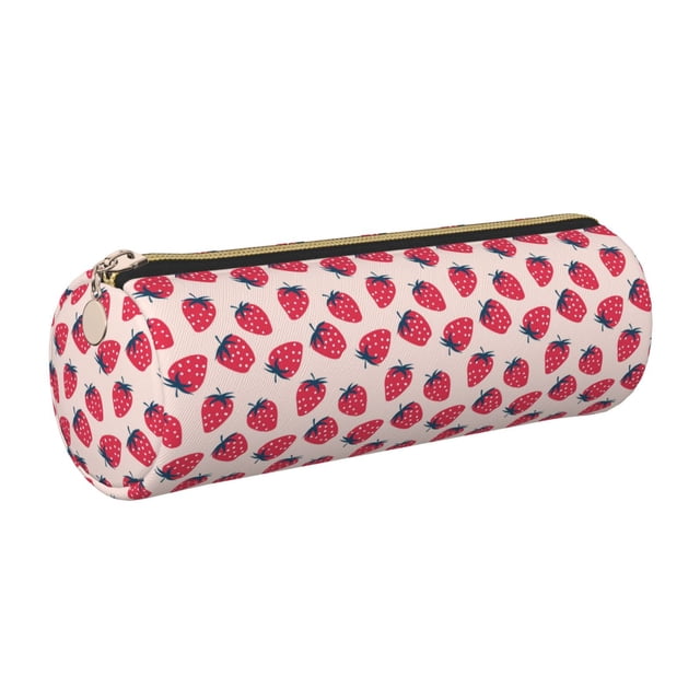 Disketp Strawberry Estuche Organizador de Lápices de Cuero, Estuche de Oficina con Cremallera para Bolígrafo y Lápiz