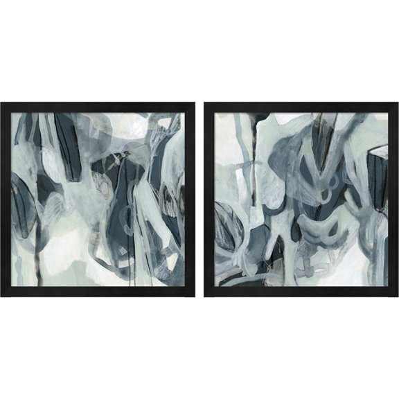 Great Art Now Neural Network by June Erica Vess, 2 Piece Framed Art Set Each 13.25"W x 13.25"H