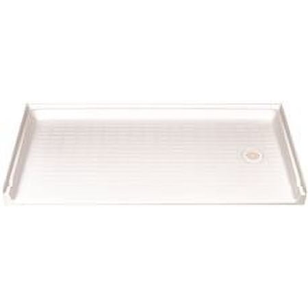 Caregiver Fiberglass Rectangular Barrier-Free Shower Floor, Right Hand Drain Location, White, 30 X 60 In.