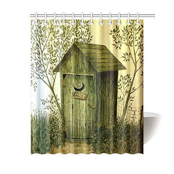 Libin Outhouse Wooden House Waterproof Polyester Shower Curtain 60x72 inches Bath Curtain Home Decor