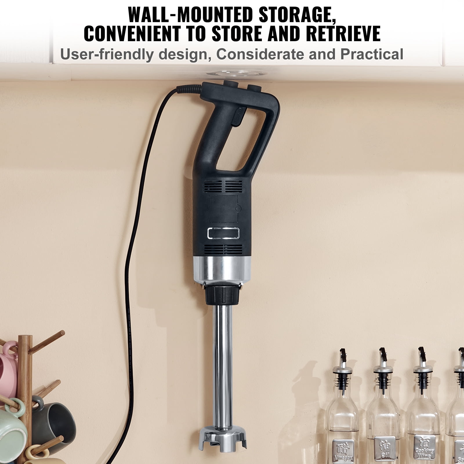 VEVOR Commercial Immersion Blender , 750W Variable Speed Heavy Duty Hand Mixer 304 Stainless Steel