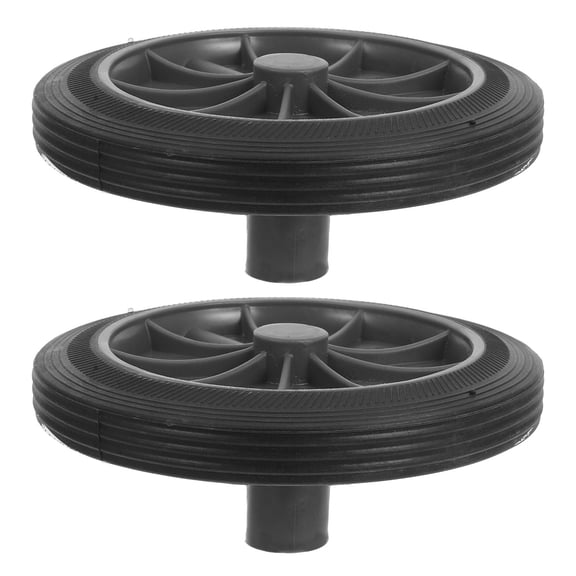 WASHWEPE Garbage Can with Wheel 2Pcs Round Black for Outdoor Use 18.8X18.8X7.5in