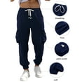 thumbnail image 3 of APTRO Mens Corduroy Sweatpants Casual Cargo Pants Elastic Waist Drawstring Baggy Tapered Jogger Pants with Zipper Pockets Navy MG022 3XL, 3 of 7