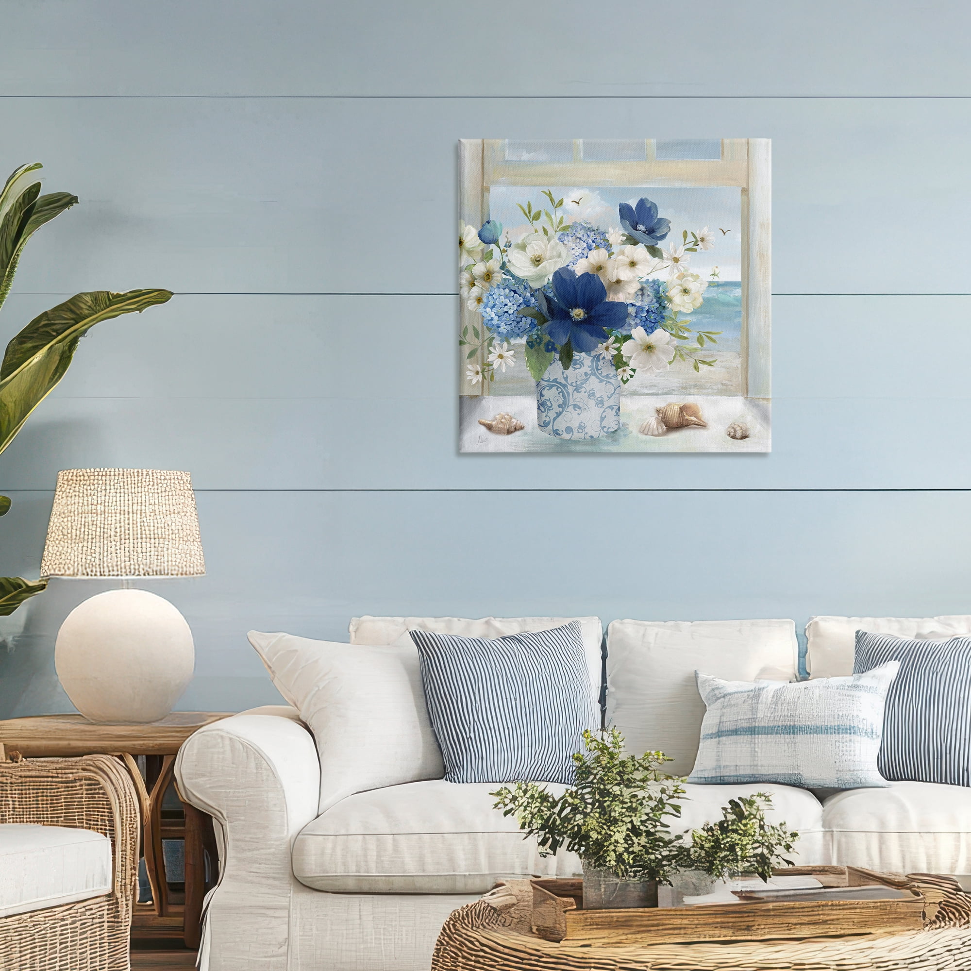 Stupell Industries Seaside Blue & White Arrangement Canvas Wall Art, design by Nan