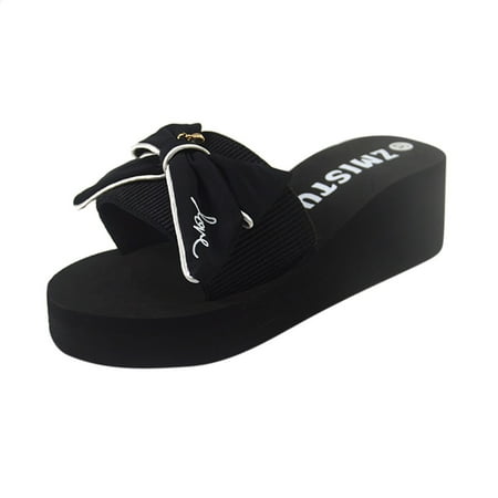

GERsome Women s Wedge Sandals Bow-Knot Platform Flip-Flops Beach Sandals Fashion Summer Thong