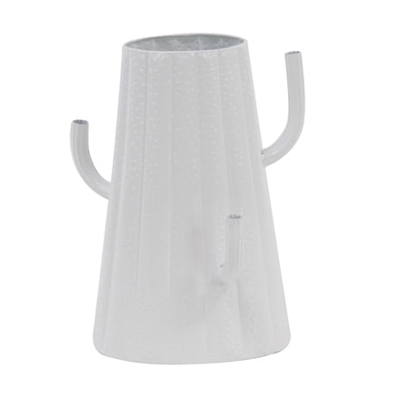 Decmode 14 X 6 Inch Modern Iron Cactus Vase White