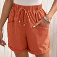 thumbnail image 5 of aidice Cargo Shorts for Women Linen Cotton Drawstring Elastic Waisted Shorts with Pockets Summer Causal Comfy Shorts, 5 of 5