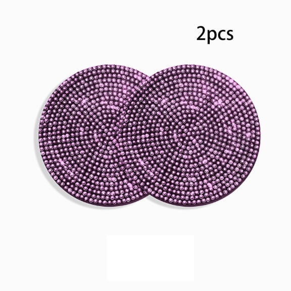 BPPEG 2 Pcs Bling Rhinestone Car Cup Holder Coaster,Silicone Anti-Slip Pink