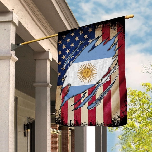 Flag Half American Flag Argentine Proud In Argentina U.S.A Friendship Root House Flag, Double-Sided Decorative Outdoor Flag, Patriotic Polyester Yard Flag 29.5 x 39.5 in