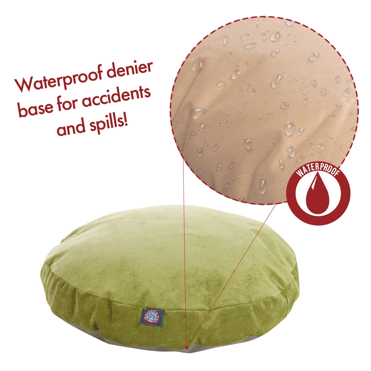 Majestic Pet Villa Round Dog Bed Velvet Removable Cover Apple Small 30" x 30" x 4"