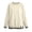 Beige, variant on Womens Gingham Trim Sweatshirt Long Sleeve Crew Neck Pullover Check Cuffs And Hem Layered Look Relaxed Fit Tops Khaki S