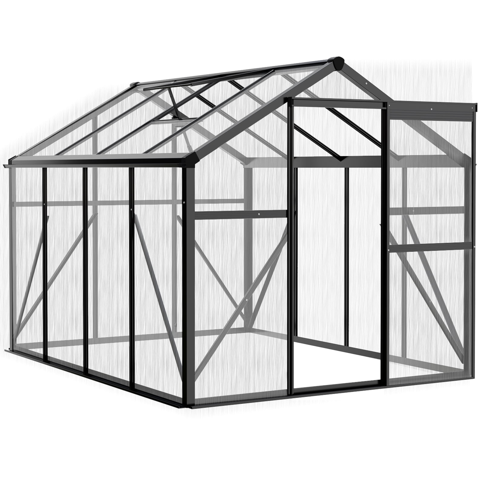 Ktaxon 6'x8' Gardening - Walk in Greenhouse, with Polycarbonate  Aluminum Frame,  Adjustable Vents, Sliding Door, Greenhouse for Outdoor