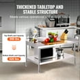 thumbnail image 3 of KFFKFF Commercial Grade Stainless Steel Table, Dimensions 30 x 48 x 26 Inches, 3-Sided Backsplash Robust Prep Station, Adjustable Height Metal Workstation for Hospitality Industry and Domestic Use, 3 of 9