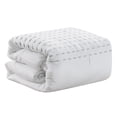 thumbnail image 3 of 7-Piece Decker Comforter Set Bedding|Square Stripe Embroidery Pleated|White Gray Silver|Queen Size, 3 of 5