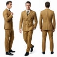 thumbnail image 2 of Beauty-Emily Men's Striped Double-Breasted Suit Set – Slim Fit 2-Piece Blazer & Pants, Bold Vertical Stripe Formal Suit for Party, Prom & Business, 2 of 12