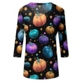 thumbnail image 4 of Halloween Tshirts for Women 3/4 Length Sleeve Womens Tops Fall V Neck Loose Fit Funny Graphic T Shirts Halloween Costume, 4 of 5
