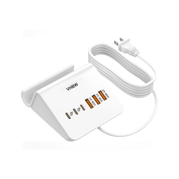 Bloque de cargador USB C VHBW de 35 W y 6 puertos para iPhone Samsung, color blanco