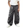 thumbnail image 3 of Falkdiz Boys Cargo Pants Outdoor Loose Pockets Wide Leg Open Bottom Pantalones Relaxed fit Trousers for Boys Stylish, Dark Gray, Size: 5-6 Years, 3 of 7