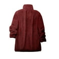 thumbnail image 6 of VBVC No Boundarie Women's Winter Fuzzy Fleece Jacket,Zip Up Lapel Collar Shackets For Women,Ladies Mid-Length Outerwear with Pockets,Wine,Size S, 6 of 6