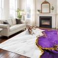 thumbnail image 3 of Purple Gold Marble Washable Living Room Rugs 5'x7', Abstract Wave Low Pile Throw Large Area Rugs Non-Slip Sturdy Edge Binding Carpet for Dining Room Bedside Kitchen, 3 of 9