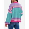 thumbnail image 4 of Long Sleeved Fall V-neck Colorful Striped Print Casual Knit Cardigan Coat, 4 of 6