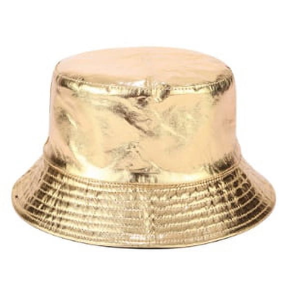 COCOpeaunt New Two-sided Golden Silver Foldable Bucket Hat Beach Sun Hat Street Headwear Fisherman Outdoor Cap Men and Woman Hip Hop Caps