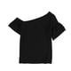 thumbnail image 2 of bar III Blusa de un hombro con gradas para mujer, negro, extra pequeña, 2 of 2