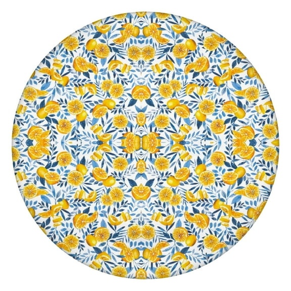 Retro Lemon Vintage Round Tablecloth - Scratch-Resistant Spill-Proof Elastic Table Cover for Parties, Events, Camping