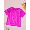thumbnail image 5 of Rswnyirn Kids Hip Hop Jazz Modern Dance T-Shirt Top Metallic Shiny Performance Shirts Hot Pink 9-10, 5 of 7
