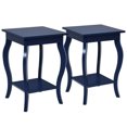 thumbnail image 1 of Gymax Ensemble de 2 Table de Chevet Table d'Appoint Canapé Table de Nuit avec Étagère Indigo Bleu, 1 of 10