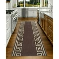 Runner Rug for Hallway Greek Key Design Brown Color 26 Inch or 31 Inch