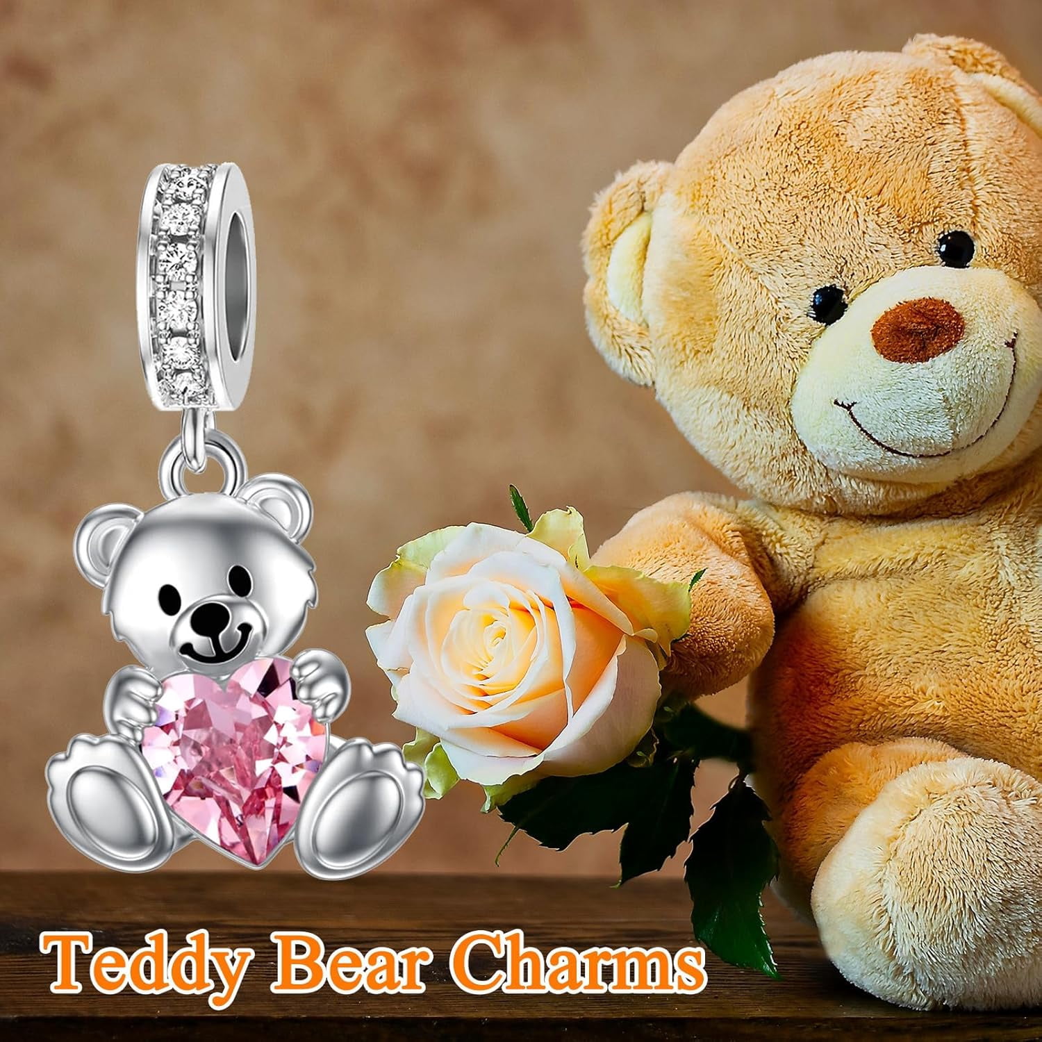 Teddy Bear Charms for Bracelets for Women 925 Sterling Silver 12 Month Birthstone Bear Bead Charms Christmas Birthday Jewelry Gifts for Mom Daughter Wife