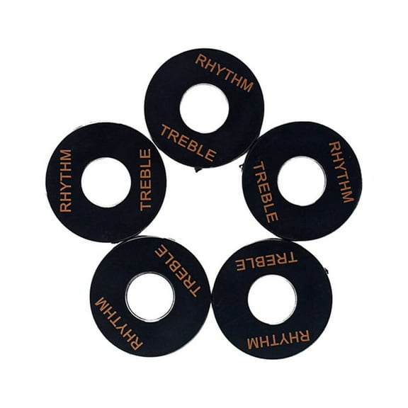 5pcs Guitar Toggle Switch Plate Rhythm Treble Washer Ring for Electric Guitar GN601 (Black)