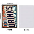 thumbnail image 2 of Letrero de hojalata con la frase "Bebidas frías aquí", letreros de hojalata de metal para tienda de bebidas frías, letreros de hierro vintage, póster divertido para arte de pared, placa de metal para, 2 of 8